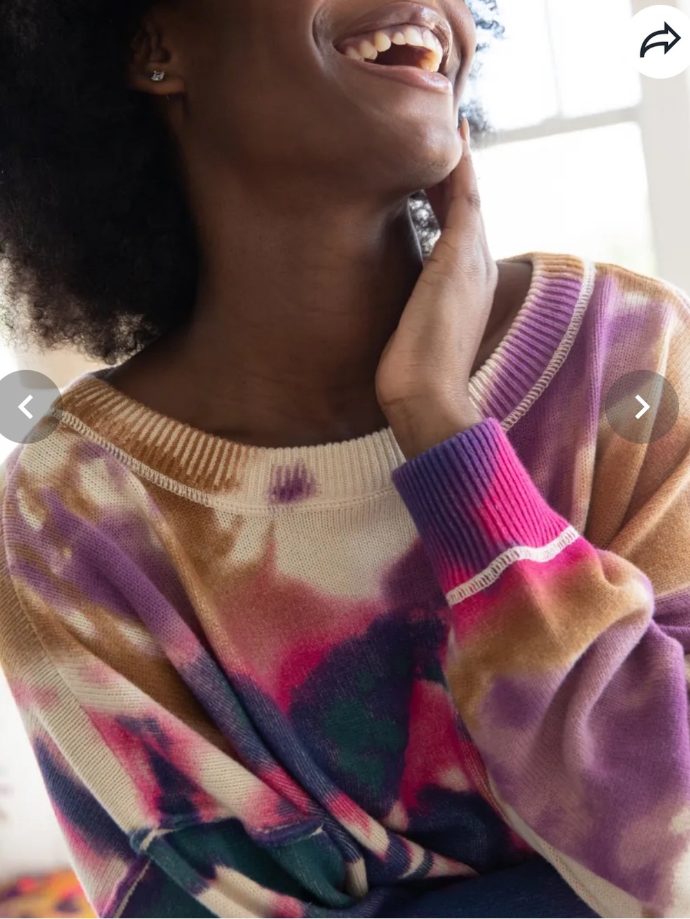 Natural Life Taylor Oversized Cotton Sweater - Sunrise Tie-Dye Crewneck - Picture 9 of 13